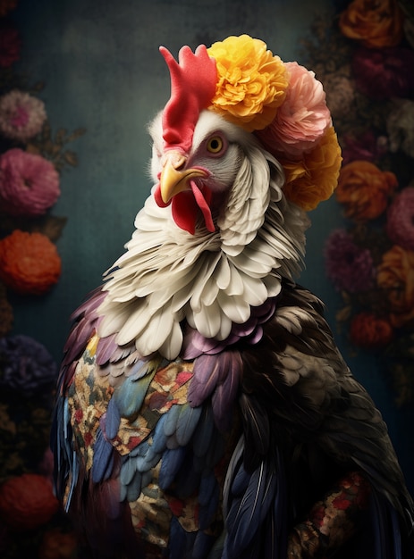 Free photo close up on dressed up chicken