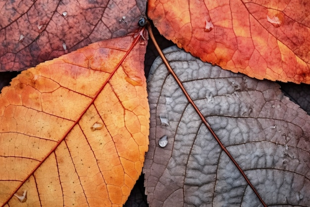 Close-up of dry autumn leaf with veins