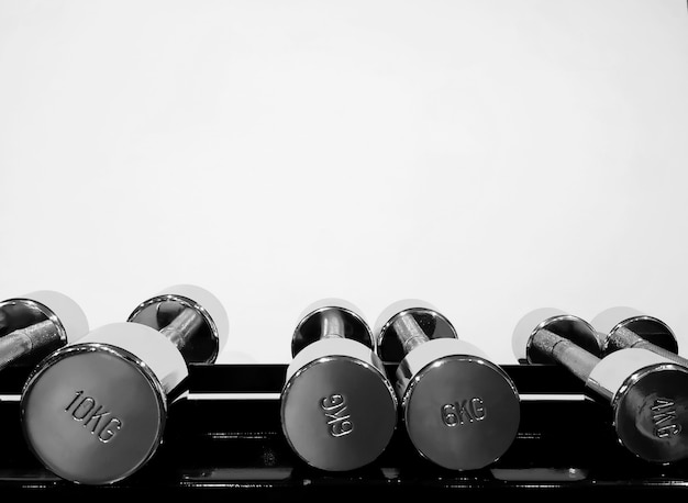 Free Photo close up of dumbbells in a gym