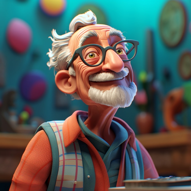 Free photo close up on elder cartoon character portrait