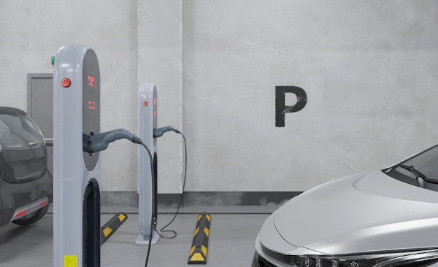 Free photo close up electric car charging