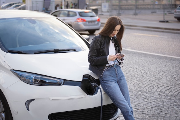 Free Photo close up on electric car in france