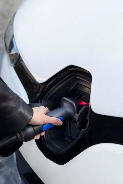 Free photo close up on electric car in france