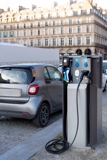 Free photo close up on electric car in france