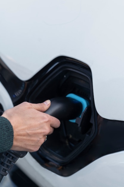 Free photo close up on electric car in france