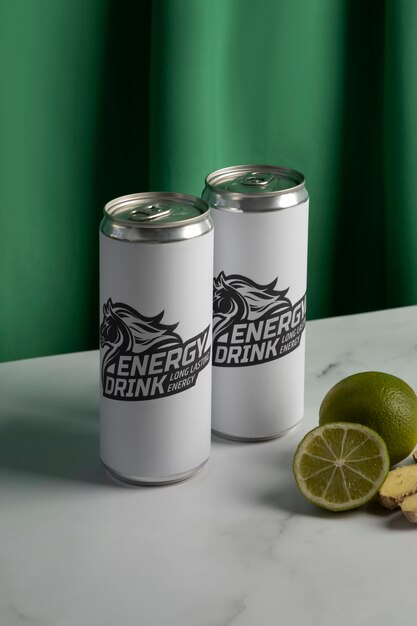 Close up on energy drinks