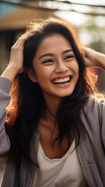 Close up on excited person portrait