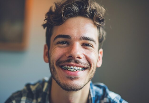 Close up on excited person portrait