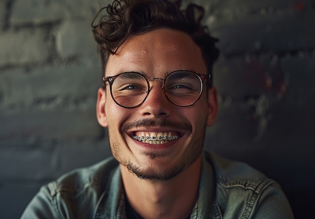 Close up on excited person portrait