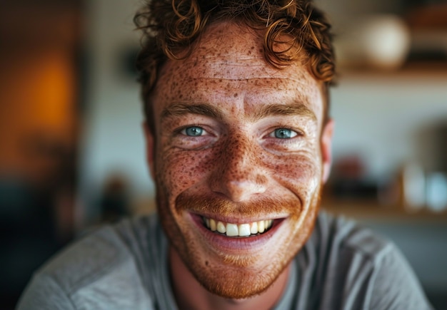 Close up on excited person portrait