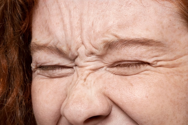 Close up on face pores texture