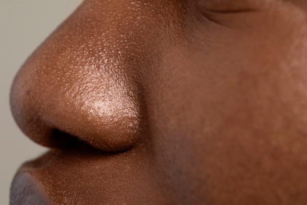 Free photo close up on face pores texture