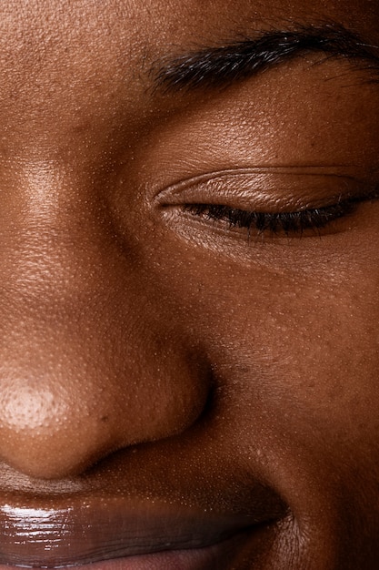 Free photo close up on face pores texture