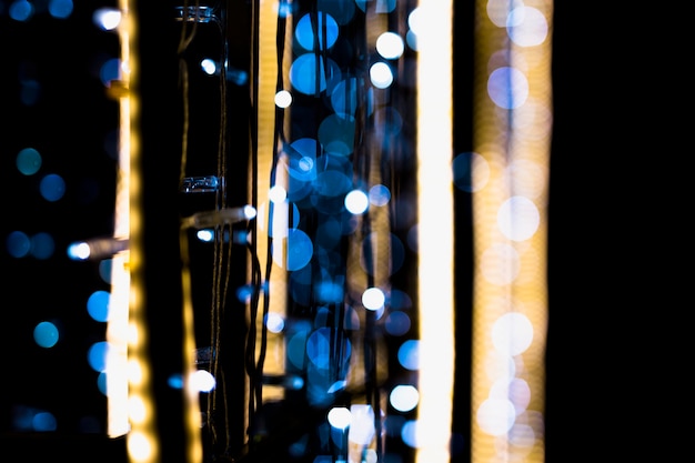 Free photo close-up of fairy lights decoration with bokeh at night