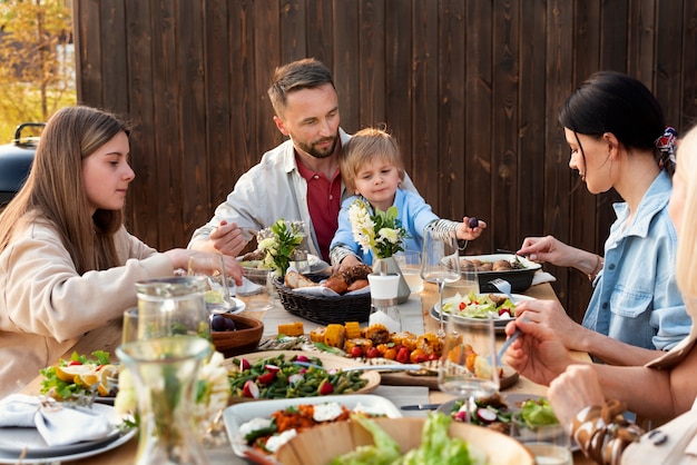 Close up family gathering