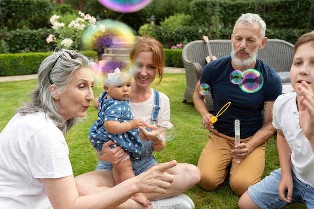 Free photo close up family reunions outdoors