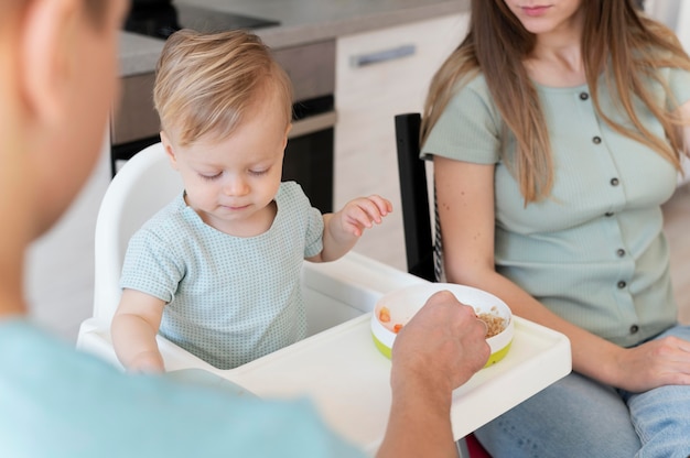 Free photo close up family with toddler