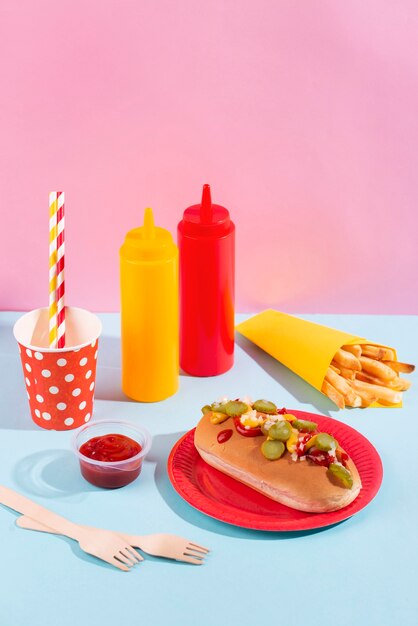 Free Photo close up on fast food still life