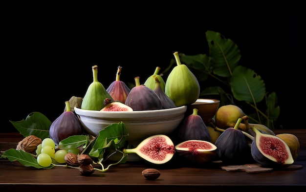 Free photo close up on figs seasonal fruit for winter