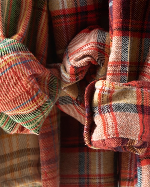 Free photo close up on flannel shirt detail