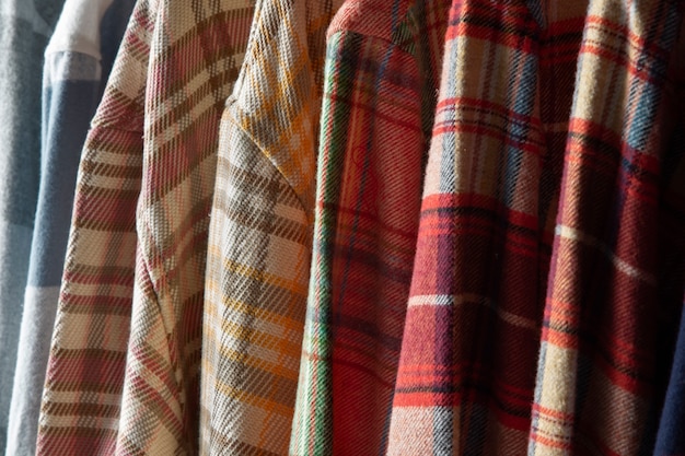 Close up on flannel shirt detail