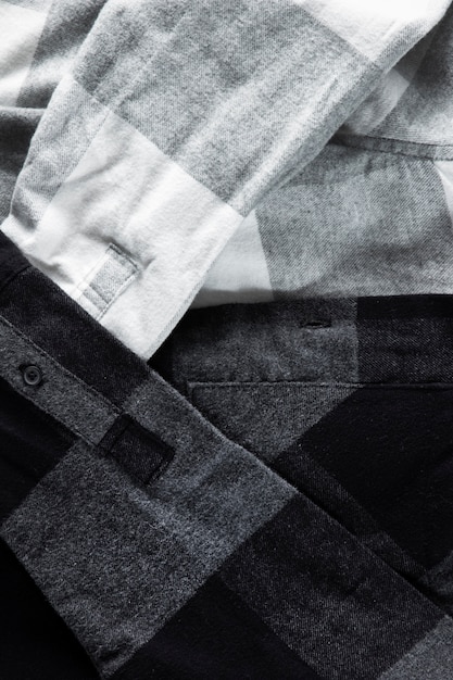 Close up on flannel shirt detail