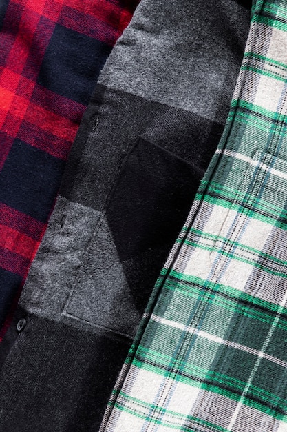 Close up on flannel shirt detail