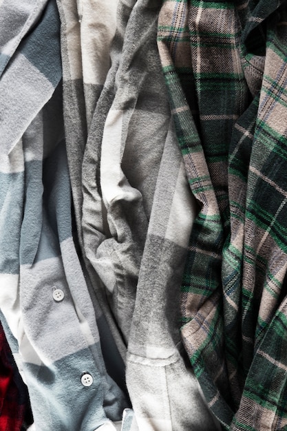 Close up on flannel shirt detail