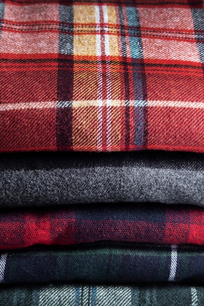 Close up on flannel shirt detail