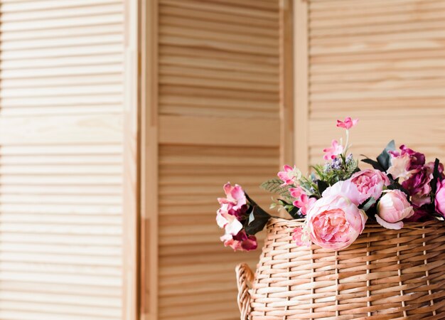 Close-up flower decoration in basket