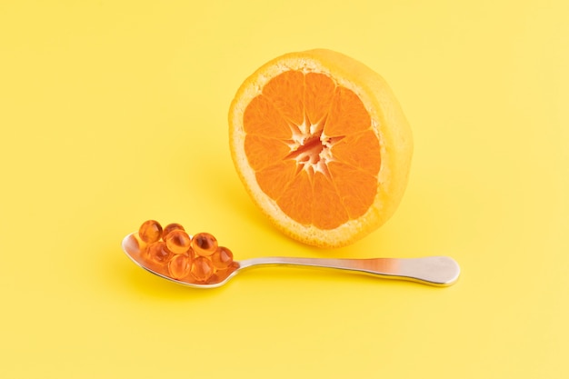 Close up on food complements with orange