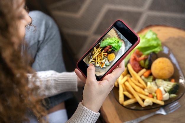 Close up on food lover eating