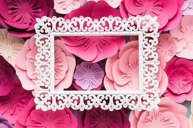 Close-up frame with floral paper ornament