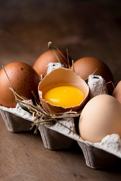 Close-up fresh chicken eggs