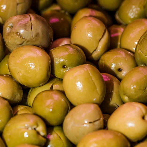 Close-up of fresh green olives