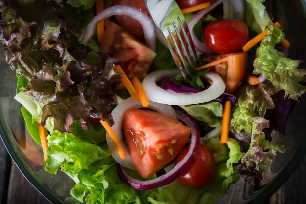 Close up of Fresh vegetable salad.