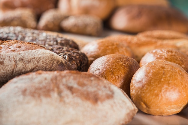 Close-up of freshly baked breads