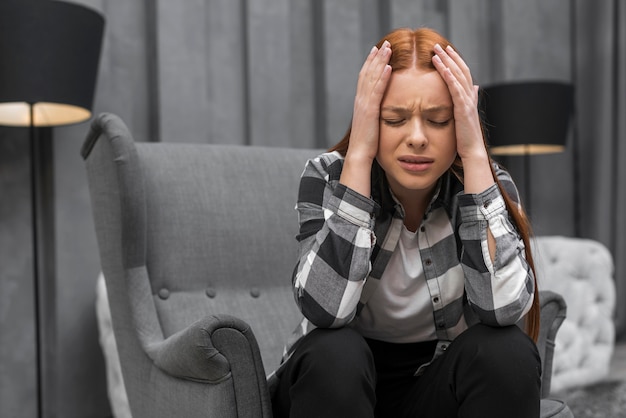 Free photo close up of frustrated woman