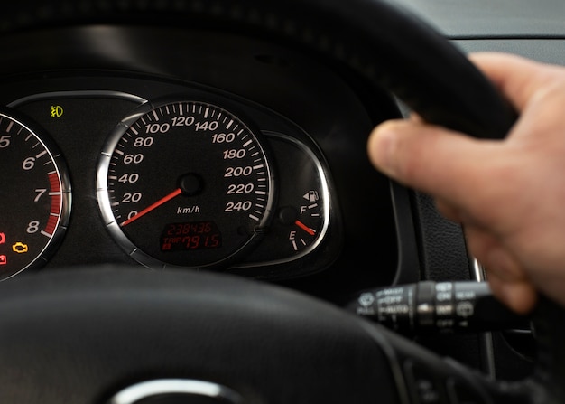 Free photo close up on fuel level gauge in vehicle