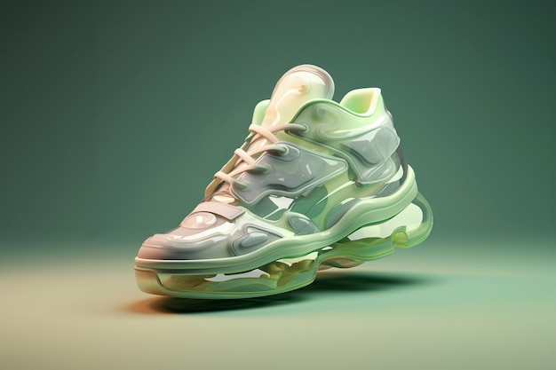 Close up on futuristic sneakers