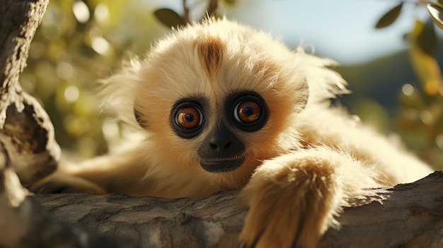 Free Photo close up on gibbon in nature