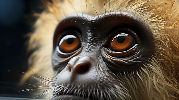 Close up on gibbon in nature