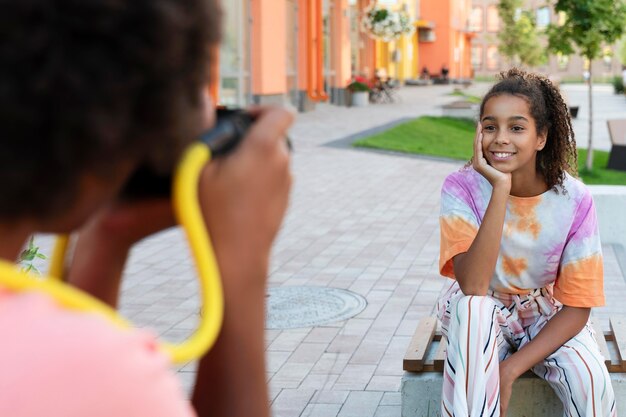 Close up girl posing outdoors