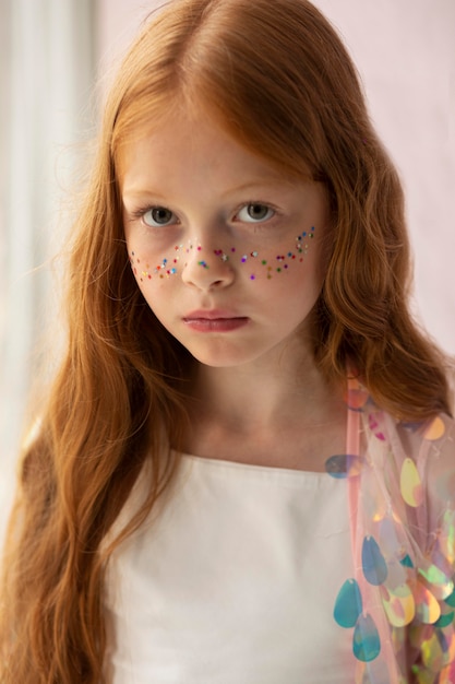 Free photo close up girl posing with glitter