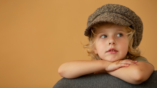 Close up girl posing with hat