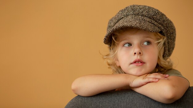 Close up girl posing with hat