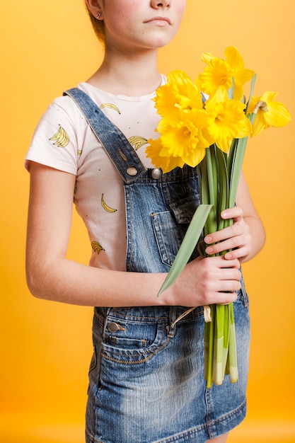 Close-up girl with flowers