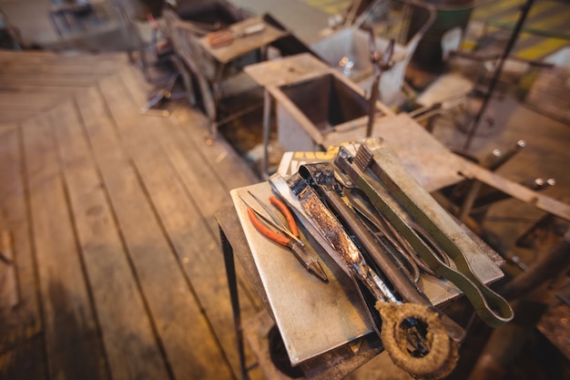 Free Photo close-up of glassblowing tool