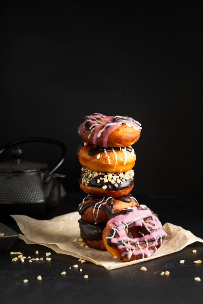 Close-up glazed donuts