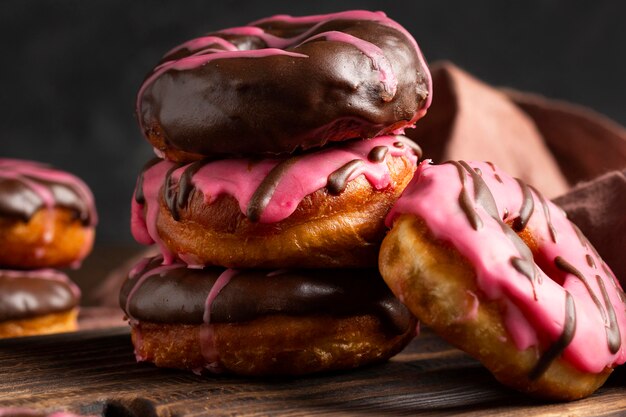 Close-up glazed donuts